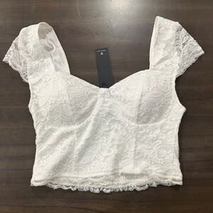 Lulu's Ivory Smocked Crop Top